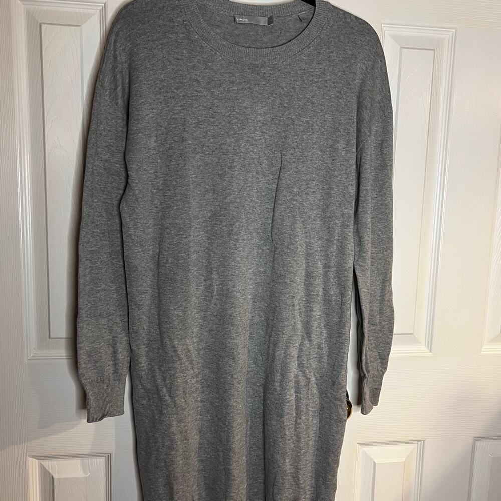 VINCE Gray Long Sleeve Knit Sweater Dress Size Small